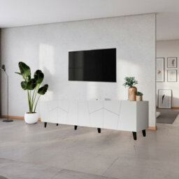 Etna 200 Cm Contemporary Tv Cabinet And Sideboard For Modern Interiors White - thumbnail 1