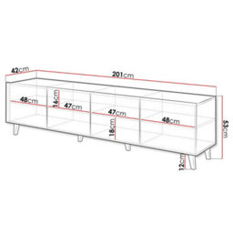 Etna 200 Cm Contemporary Tv Cabinet And Sideboard For Modern Interiors White - thumbnail 4