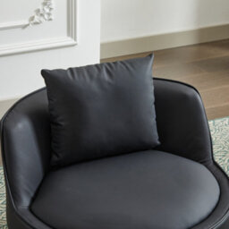 Abrihome Modern Swivel Barrel Chair With Gold Trim, Plush Pillow & 360 Degrees Rotation, For Living Room & Bedroom - thumbnail 2