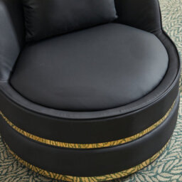 Abrihome Modern Swivel Barrel Chair With Gold Trim, Plush Pillow & 360 Degrees Rotation, For Living Room & Bedroom - thumbnail 3