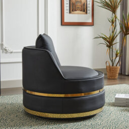 Abrihome Modern Swivel Barrel Chair With Gold Trim, Plush Pillow & 360 Degrees Rotation, For Living Room & Bedroom - thumbnail 5