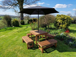 Churnet Valley Garden Furniture Ltd Contemporary 8 Seater Garden Table And Bench Set - Timber - L150 X W150 X H75 Cm - Fully Assembled - thumbnail 5