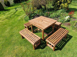 Churnet Valley Garden Furniture Ltd Contemporary 8 Seater Garden Table And Bench Set - Timber - L150 X W150 X H75 Cm - Fully Assembled - thumbnail 6