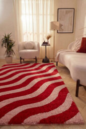 The Rugs Joli Red And Pink Wavy Rug Soft Dense Pile Easy To Clean And Pet Friendly For Living Rooms And Bedrooms - thumbnail 4