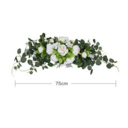 Living And Home White Artificial Floral Swag Peony Flower Wreaths For Front Door Wedding Decor 75 Cm - thumbnail 6