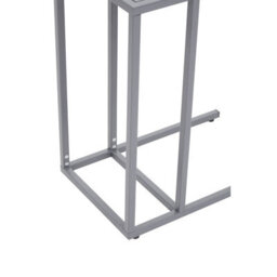 Orsina Sleek Grey Metal Side Table, Modern Design Bedside Table For Bedroom, Functional Livingroom Sidetable - thumbnail 9