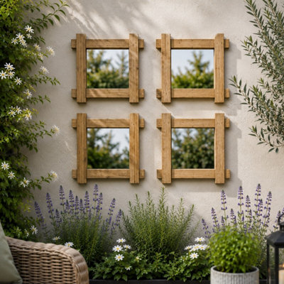Mirroroutlet Handmade Scandinavian Wood Trellis Garden Mirror X4 - image 1