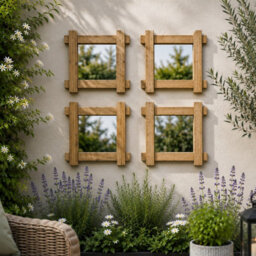 Mirroroutlet Handmade Scandinavian Wood Trellis Garden Mirror X4 - thumbnail 1