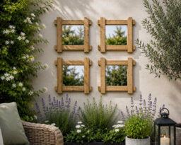 Mirroroutlet Handmade Scandinavian Wood Trellis Garden Mirror X4 - thumbnail 3