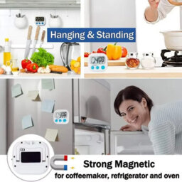 Digital Kitchen Timer With Magnetic Back Large Lcd Display, Loud Alarm, Count Up & Countdown Timer For Cooking & Baking - thumbnail 3