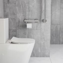 Evekare Grab Rail Silver Effect Wall-Mounted Toilet Roll Holder (H)112mm (W)300mm - thumbnail 3