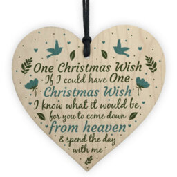 Red Ocean Memorial Tribute Heart Plaque For Mum Nan Dad Grandad Christmas Tree Memorial Bauble Handmade Sign - thumbnail 1
