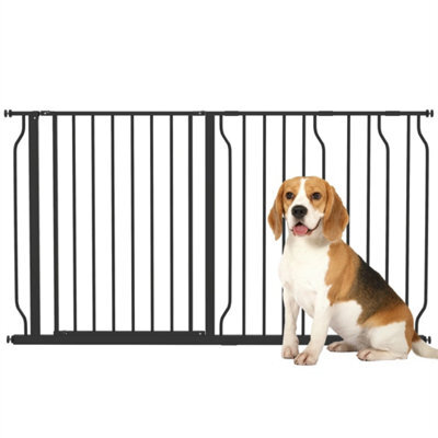 Dog Gate Wide Stair Gate W/ Door Pressure Fit, 75-145W Cm, Black - image 1