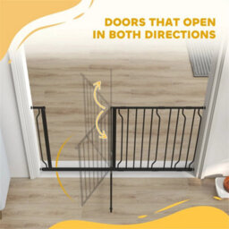 Dog Gate Wide Stair Gate W/ Door Pressure Fit, 75-145W Cm, Black - thumbnail 4