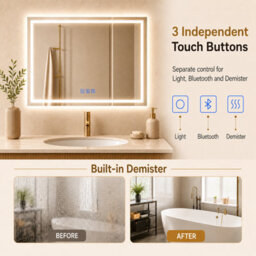 Maerts-E 1000X600mm Bluetooth Led Bathroom Mirror With Demister, 3 Colour Dimmable Light, Touch Sensor, Ip44 Wall Mounted - thumbnail 7