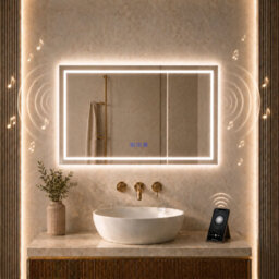 Maerts-E 1000X600mm Bluetooth Led Bathroom Mirror With Demister, 3 Colour Dimmable Light, Touch Sensor, Ip44 Wall Mounted - thumbnail 1