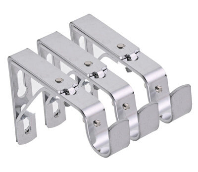 Lister Cartwright 19mm Curtain Pole Ends Brackets With Adjustable Screws Metal Finish (Pack Of 3)