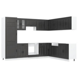 Berkfield 14 Piece Kitchen Cabinet Set Kalmar Black Engineered Wood - thumbnail 2