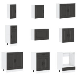 Berkfield 14 Piece Kitchen Cabinet Set Kalmar Black Engineered Wood - thumbnail 4