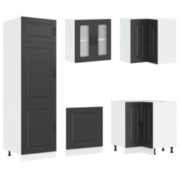 Berkfield 14 Piece Kitchen Cabinet Set Kalmar Black Engineered Wood - thumbnail 5