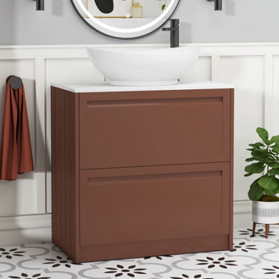 Royal Bathrooms Royal Bathroom Elmore 800mm Terracotta Clay Freestanding Countertop Bathroom Vanity Unit 2 Drawer With Amaze Basin - image 1
