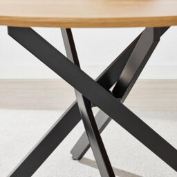 Furniturebox Uk Novara Round Oak Veneer And Black Metal 6 Seater Dining Table - thumbnail 4