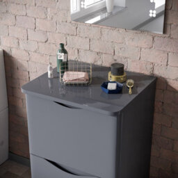 Nes Home 500mm Steel Grey Round Corner Mdf Bathroom Worktop For Vanity Cabinet - thumbnail 3