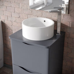 Nes Home 500mm Steel Grey Round Corner Mdf Bathroom Worktop For Vanity Cabinet - thumbnail 2