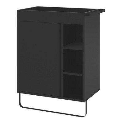 GoodHome Maza Slimline Matt Black Single Wall-Mounted Bathroom Cabinet (H) 820mm (W) 650mm - image 1