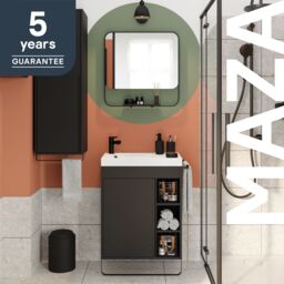 GoodHome Maza Slimline Matt Black Single Wall-Mounted Bathroom Cabinet (H) 820mm (W) 650mm - thumbnail 7