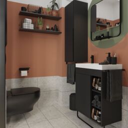 GoodHome Maza Slimline Matt Black Single Wall-Mounted Bathroom Cabinet (H) 820mm (W) 650mm - thumbnail 9