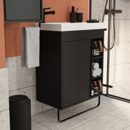 GoodHome Maza Slimline Matt Black Single Wall-Mounted Bathroom Cabinet (H) 820mm (W) 650mm - thumbnail 5