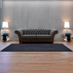 Chesterfield 3 Seater Sofa Antique Light Rust Leather Marinello Pewter Fabric In Jepson Style - thumbnail 3