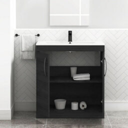 Royal Bathrooms Turin Hale Black 800mm Floor Standing Vanity Unit 2 Door With Minimalist Basin Sink & Matt Black Handles - thumbnail 5