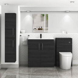 Royal Bathrooms Turin Hale Black 800mm Floor Standing Vanity Unit 2 Door With Minimalist Basin Sink & Matt Black Handles - thumbnail 4
