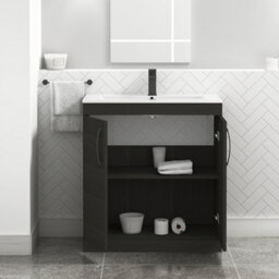 Royal Bathrooms Turin Hale Black 800mm Floor Standing Vanity Unit 2 Door With Minimalist Basin Sink & Matt Black Handles - thumbnail 3