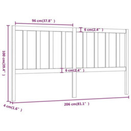 Walplus Bed Headboard Black 206X4X100 Cm Solid Wood Pine - thumbnail 6