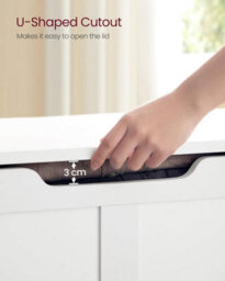 Songmics Storage Chest, Shoe Bench With Farmhouse Design, 2 Safety Hinges, Cloud White - thumbnail 6