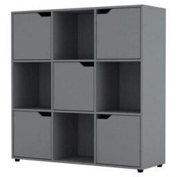 Urbn-Living Urbnliving 9 Cube Grey Wooden Bookcase Shelving Display Shelves Storage Unit Wood Shelf Grey Door