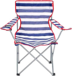 Storm Trading Group 1 X Red & Blue Striped Foldable Outdoor Garden Camping Chairs With Cup Holder & Arm Rest - thumbnail 1