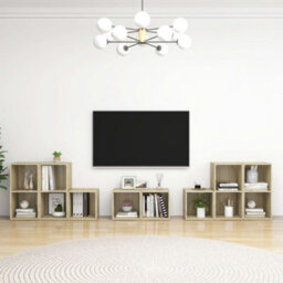 Berkfield 8 Piece Tv Cabinet Set Sonoma Oak Engineered Wood - thumbnail 1
