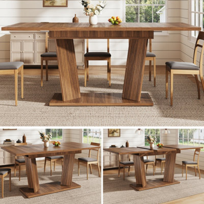 Matteo Modern Extendable Dining Table, Wood Effect, Dark Brown - image 1