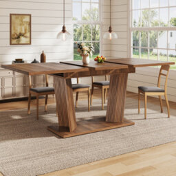 Matteo Modern Extendable Dining Table, Wood Effect, Dark Brown - thumbnail 5