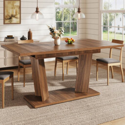 Matteo Modern Extendable Dining Table, Wood Effect, Dark Brown - thumbnail 6
