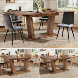 Matteo Modern Extendable Dining Table, Wood Effect, Dark Brown - thumbnail 2