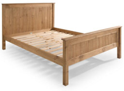Save On Goods UK 4Ft6 Double Waxed Pine,wood,wooden High Foot End,solid Panel Bed Frame.shaker Style - thumbnail 5