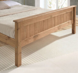 Save On Goods UK 4Ft6 Double Waxed Pine,wood,wooden High Foot End,solid Panel Bed Frame.shaker Style - thumbnail 3
