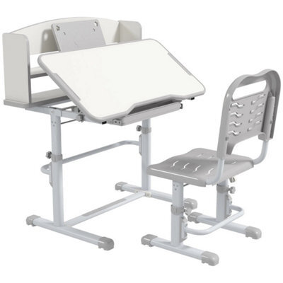Adjustable Kids Desk & Chair W/ Drawer & Shelf Grey - image 1