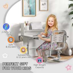 Adjustable Kids Desk & Chair W/ Drawer & Shelf Grey - thumbnail 5