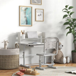 Adjustable Kids Desk & Chair W/ Drawer & Shelf Grey - thumbnail 7